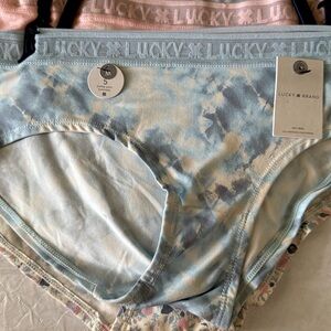 LUCKY BRAND HIPSTERS Panties MEDIUM 5 Pairs WOMENS Floral Peach Blue